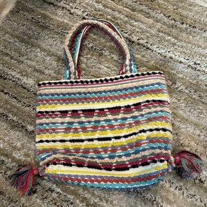 Sole Society Tote Woven Fringe Boho Bag